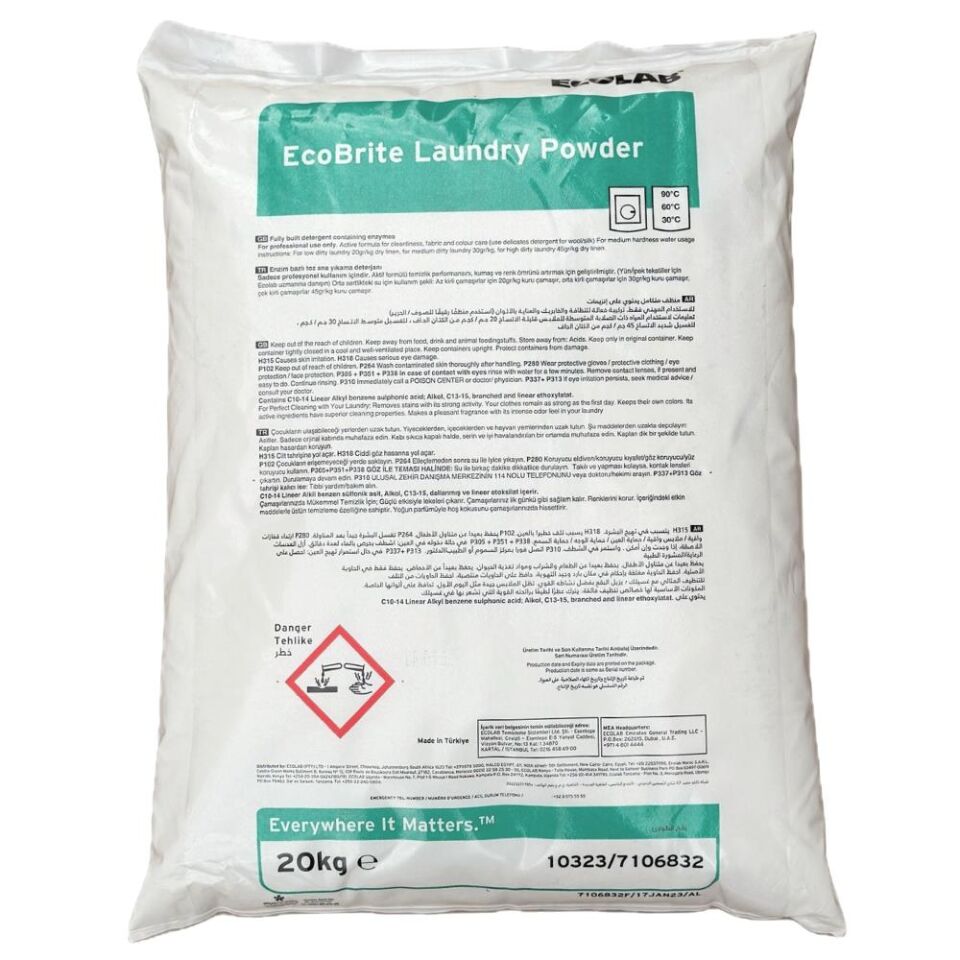 Ecobrite Laundry Powder 20kg (Renkliler için Toz Ana Yıkama Deterjanı)