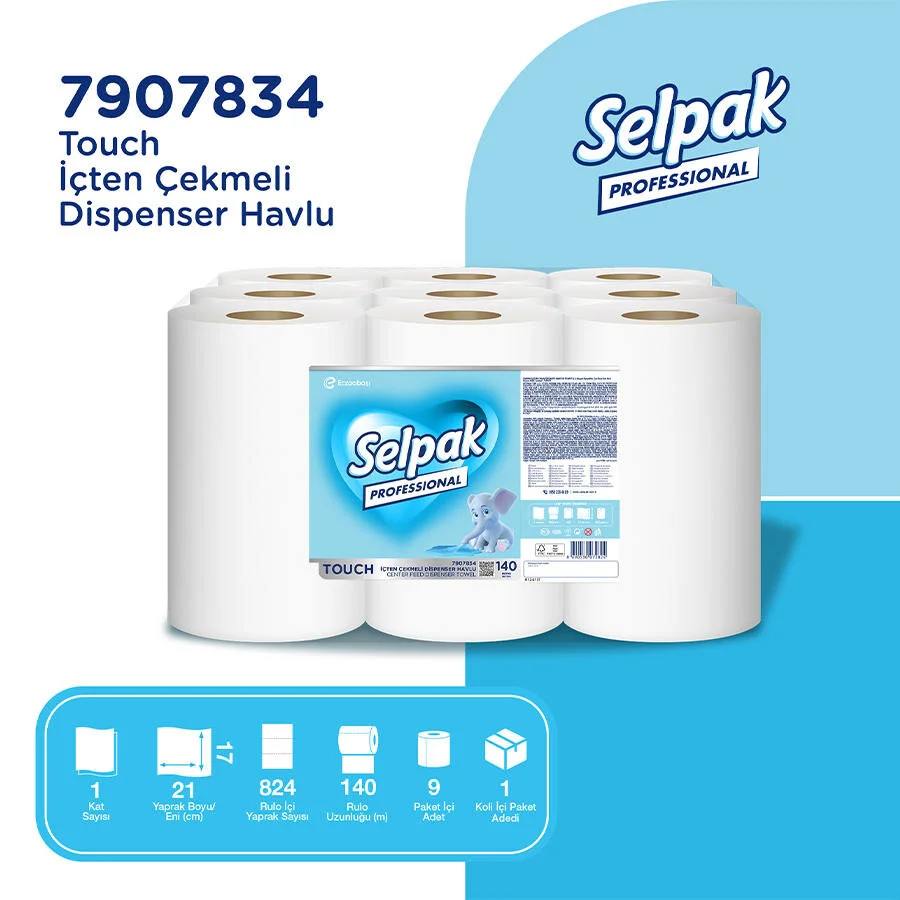 Selpak Profesyonel Touch İçten Çekmeli Havlu 140M 7907834
