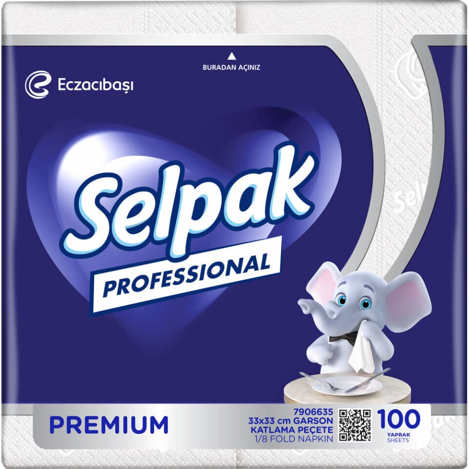 Selpak Profesyonel Garson Katlama Peçete 33*33 100'Lü 9601101