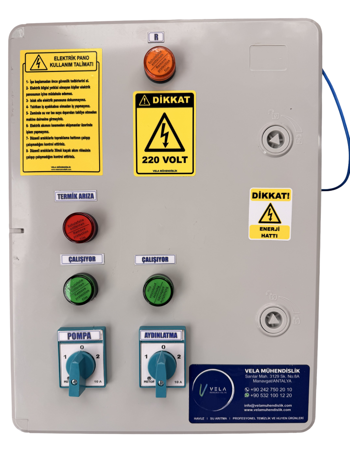 Monofaze Havuz Elektrik Kontrol ve Koruma Panosu